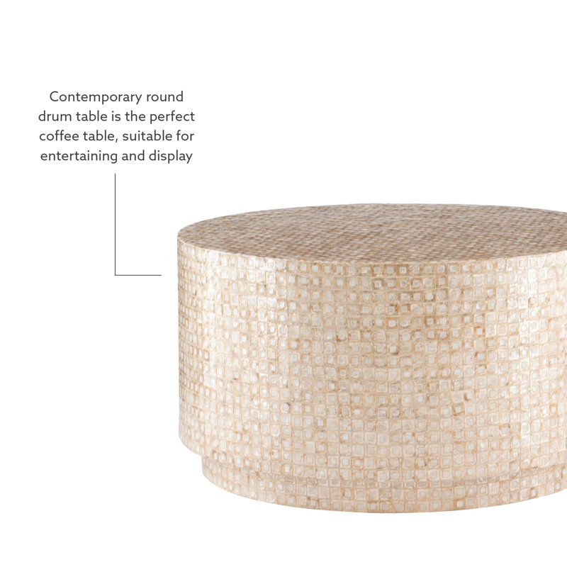 Round Gold Capiz Shell Mosaic Coffee Table