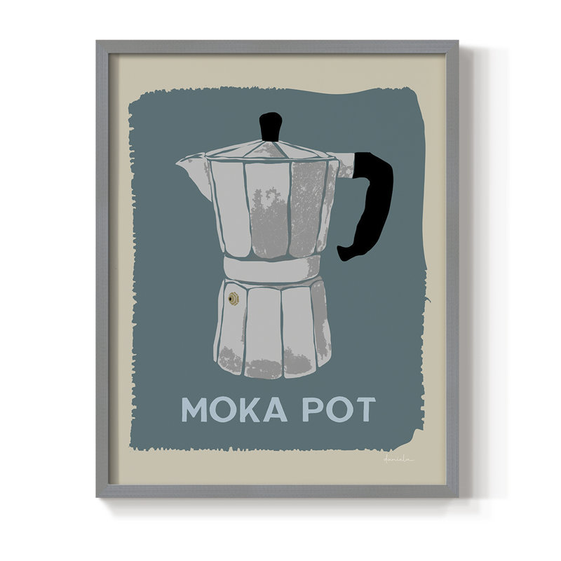 Modern Coffee II Framed Print - Solid Wood, Gray, 10" H x 8" W