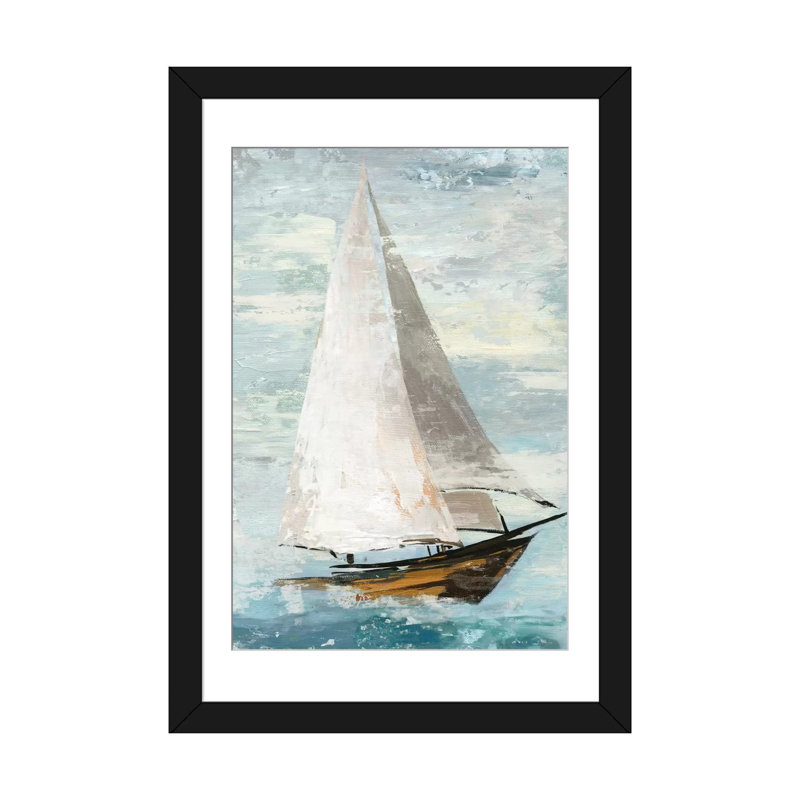 «Quiet Bateaux II», reproduction sur toile tendue, H 24 po x l 16 po x P 1 po, Papier d'art encadré noir, Blanc