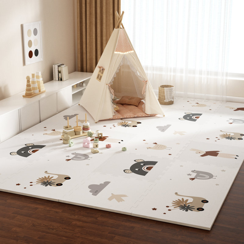 65'' L Interlocking Foam Playmat, Grey/White