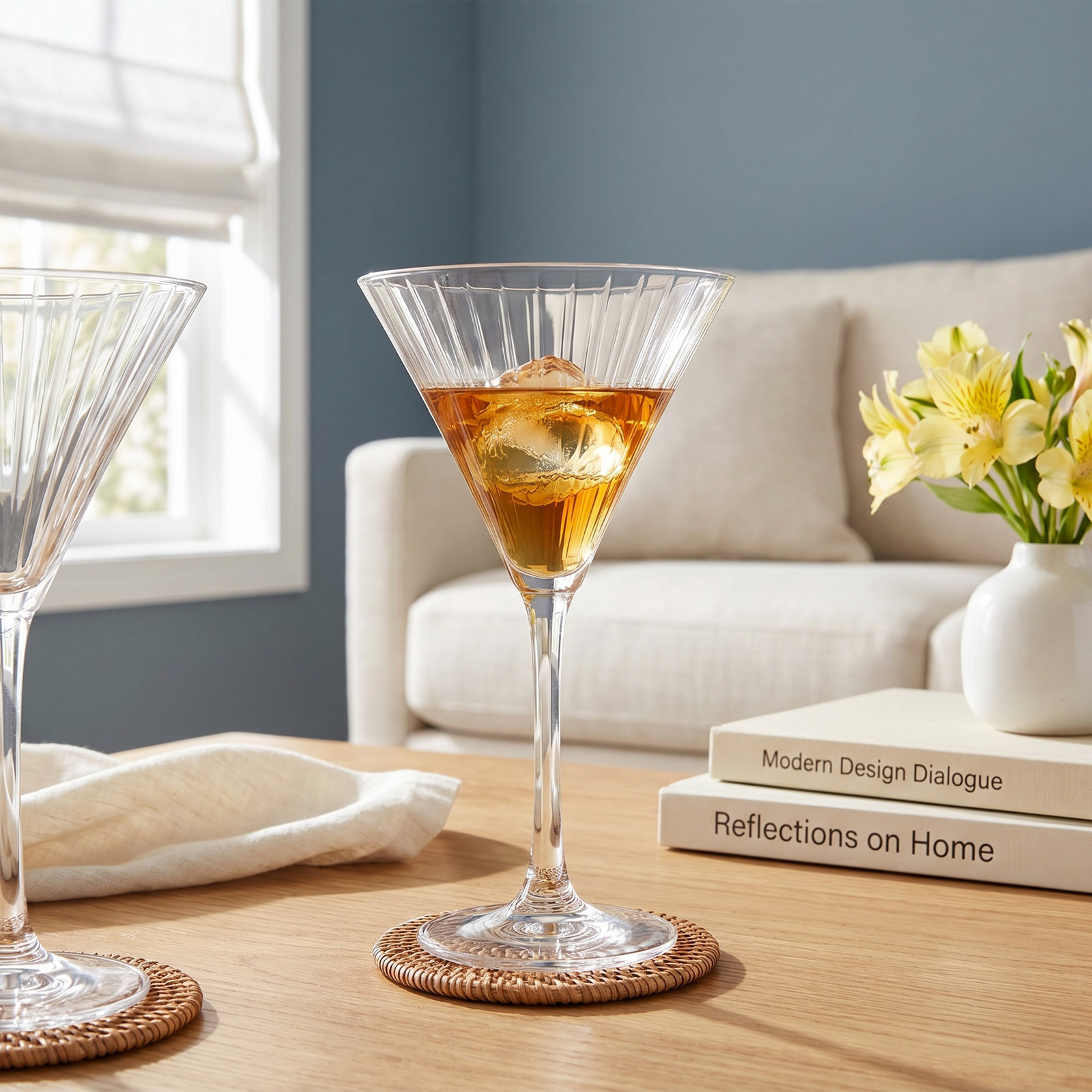 Paneled Ribbed Martini Glass