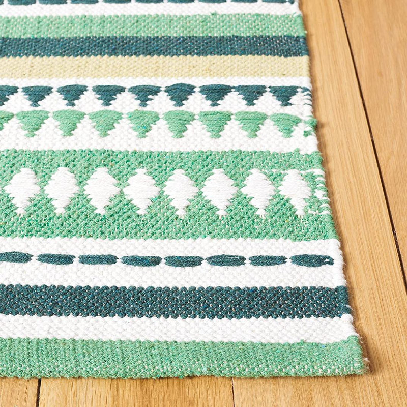 Adama Hand Woven Cotton Striped Rug, Square 6'