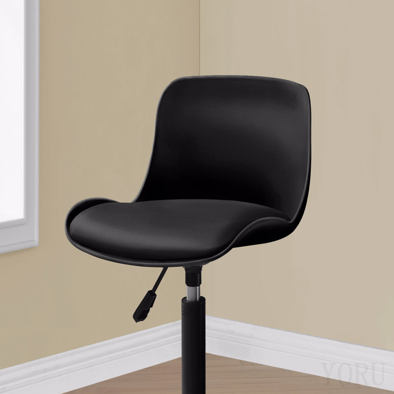 Office Chair, Adjustable Height, Swivel, Ergonomic, Computer Desk, Work, Juvenile, Black Leather Look, White Metal, Contemporary, Modern