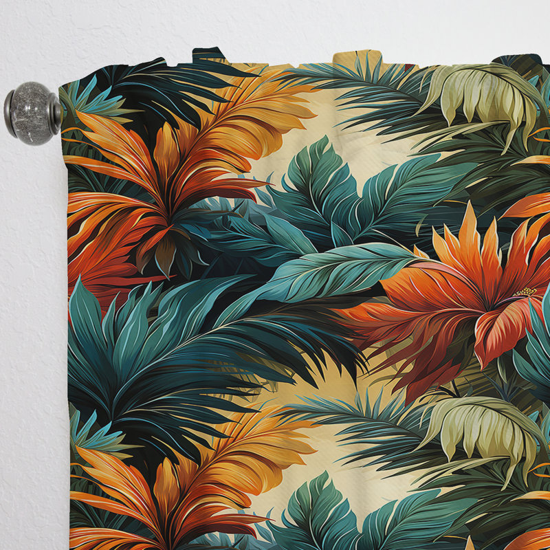 Motif tropical Paradise Palms - Rideau tropical - Velours obscurcissant - 1 panneau, L 52 po x L 95 po