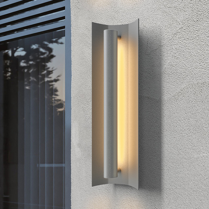 20''H Aluminum Led Outdoor Wall Lantern, Gray