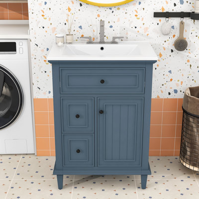 Meuble-lavabo peu encombrant avec tiroir, lavabo facile à nettoyer