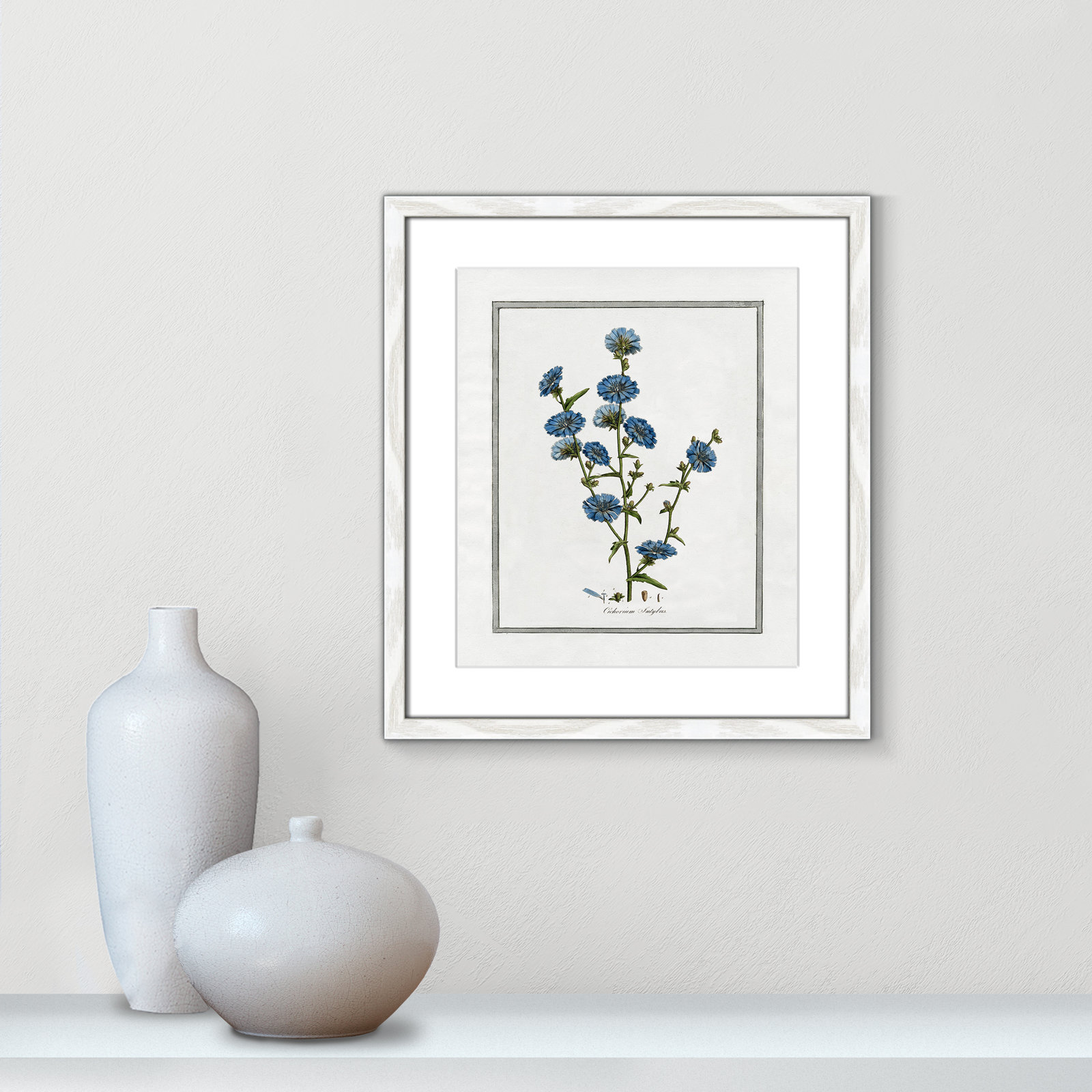 Colombe "Soft Botanical I" Print, 13" W x 15" H, White Framed