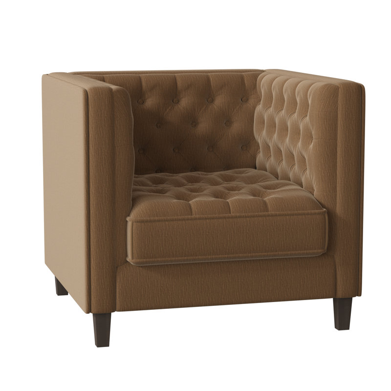Jess Tufted Armchair, Encore Pecan, Brown Mahogany