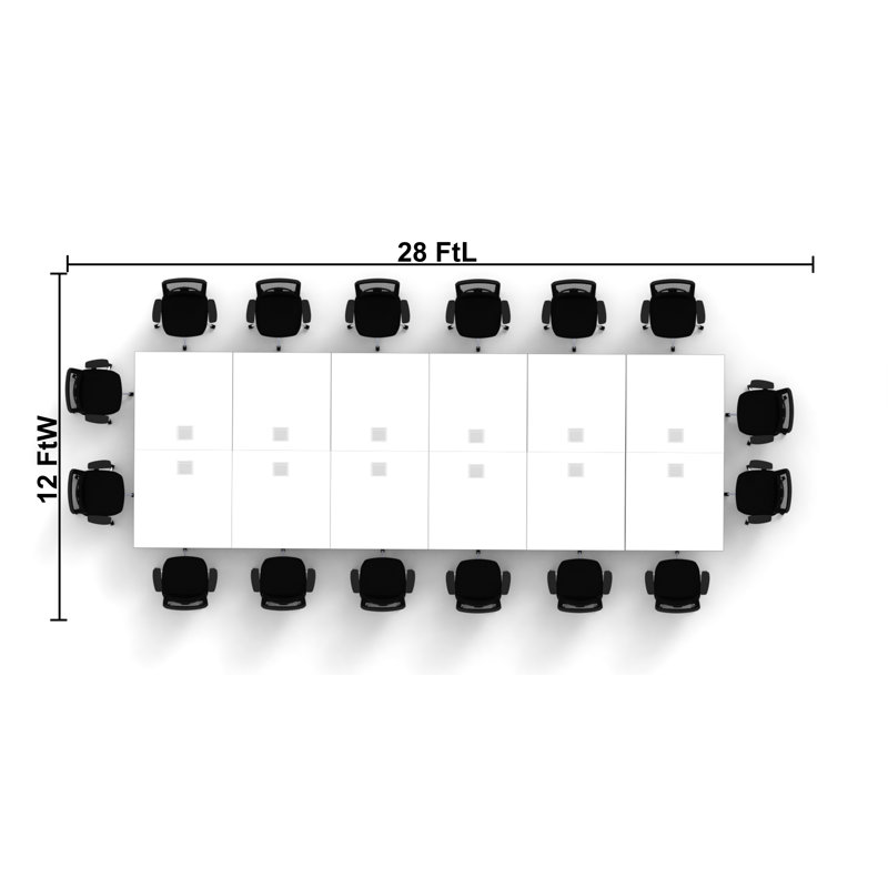 Rectangle 16 Person Flip Top 72'' L Modular Training Table and Chair Set with Casters and Modesty Panel and Cable Management