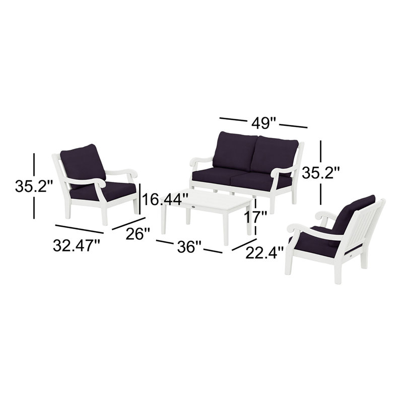 Ensemble de conversation à assise profonde 4 pièces POLYWOOD x Birch Lane Verlyn