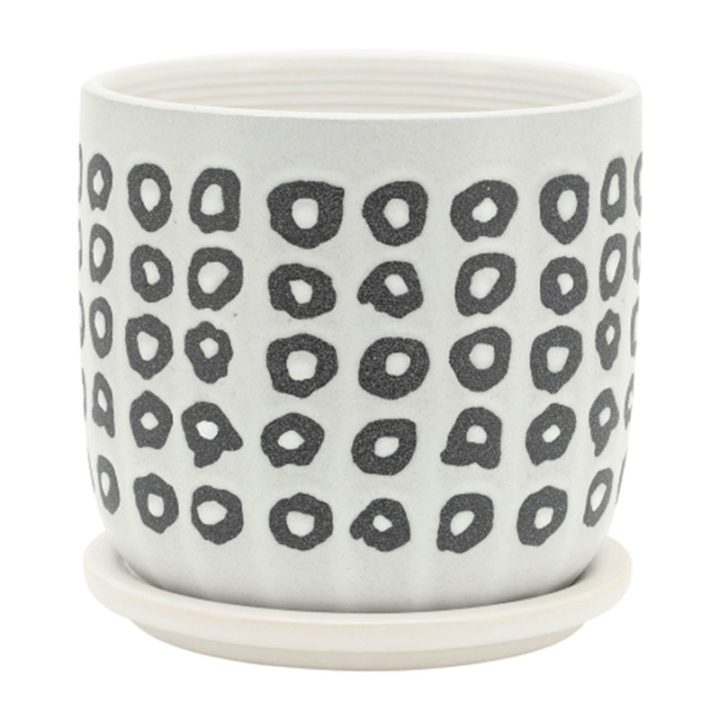 S / 2 5/6 po Aztec avec soucoupe, noir