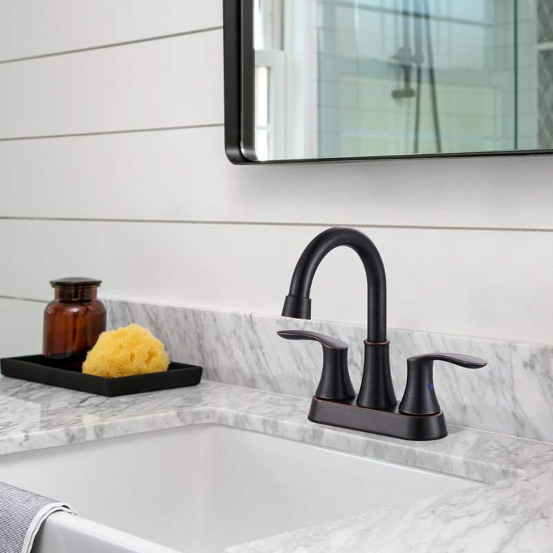 Modern 4-Inhc Centerset 2-Handle Bathroom Faucet with Pop-Up Drain Included, Oil Rubbed Bronze