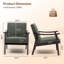 Fauteuil à dossier haut d'inspiration médiévale, revêtement en polyester vert antique avec pieds en bois massif 1 pièce-674927704-680359714