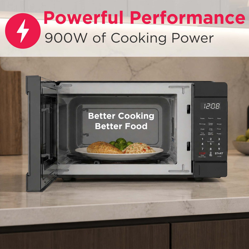Frigidaire 0.9 Cu. Ft. Countertop Microwave Oven, 900 Watt Microwave with 10 Power Levels, Black