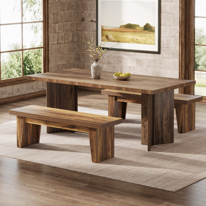 63'' Farmhouse Wooden Dining Bench