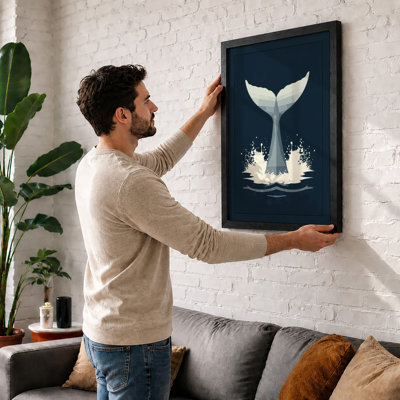 Whale Tail Rising Coastal - Framed Print