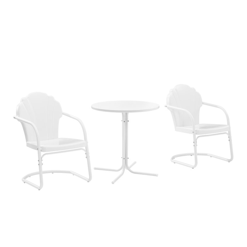 Burley 2 - Person Patio Dining Set with Round Table, White