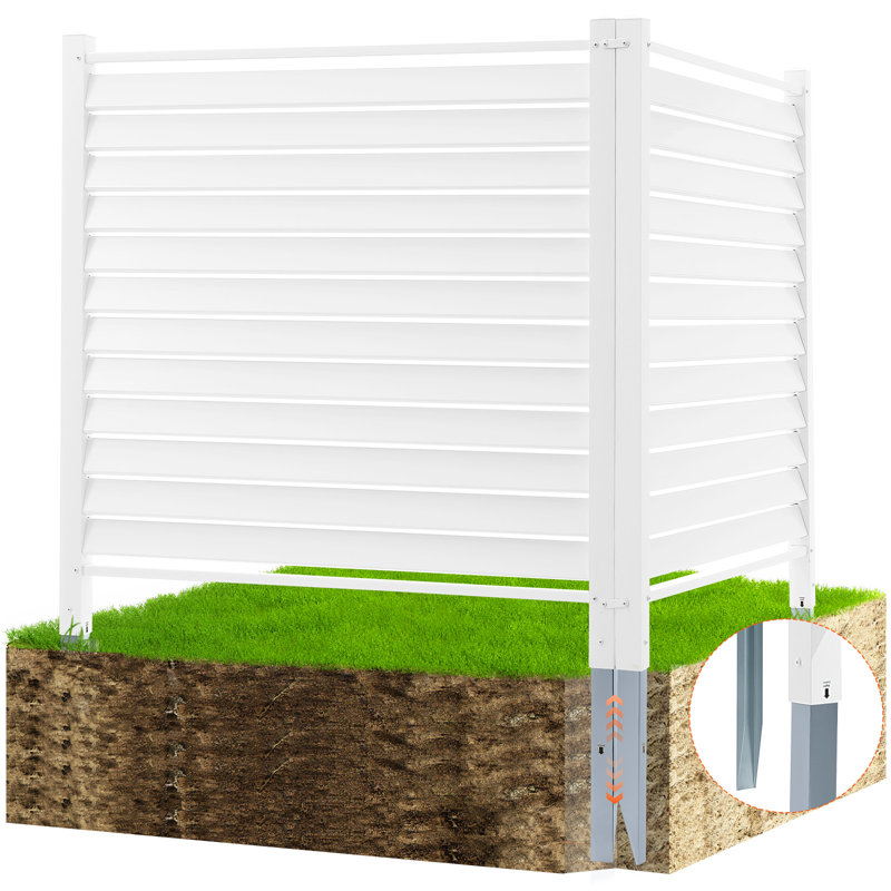 White Vinyl Privacy Fence Panels with Galvanized Metal Stakes