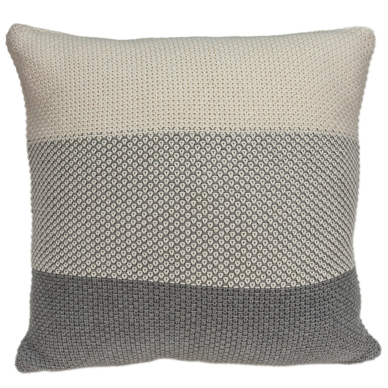 Tan and Gray Cotton Square Throw Pillow Set
