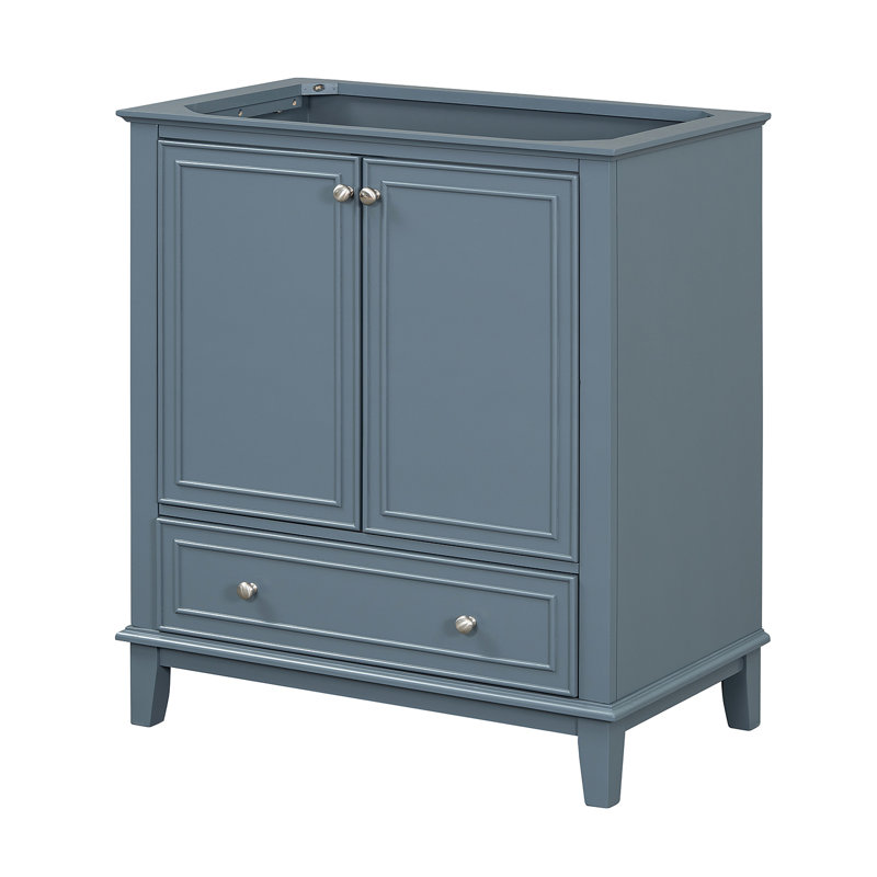 Meuble-lavabo 30 po sans lavabo, base seulement, armoire de salle de bain multifonctionnelle avec portes et tiroir, cadre solide et panneau de fibres à densité moyenne, 