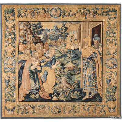 One-of-a-Kind Rectangle 10'8" X 11'3" Before 1900 Area Rug in Blue/Beige