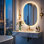 24X35.5 Inch Oval Led-Bathroom-Mirror/ Anti-Fog/ Dimmable/ Color Changing/ Bluetooth/ Tempered Glass/ Memory Function