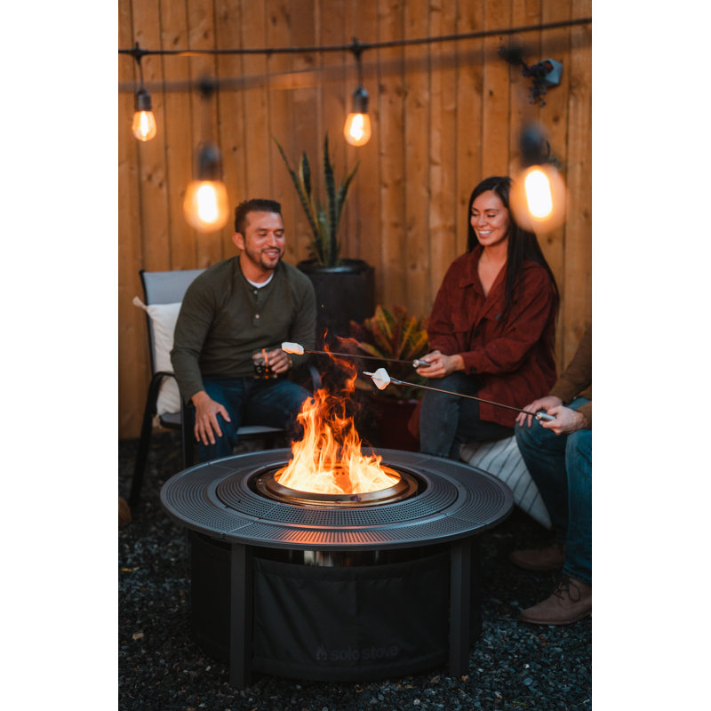 Black Wood Free-standing Fire Pit Table with Steel Housing