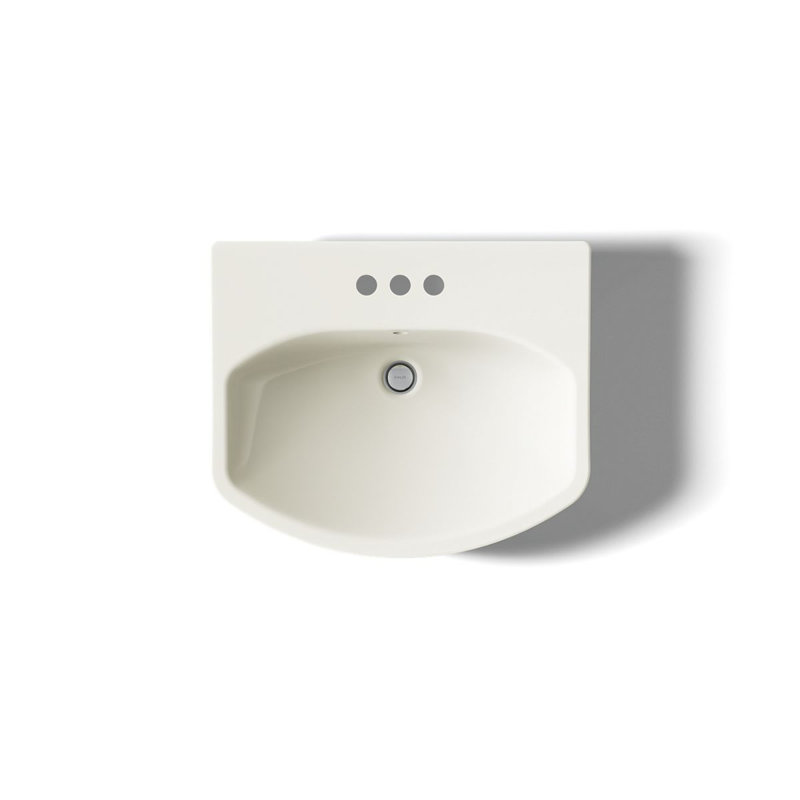 Cimarron® Vitreous China 23" Pedestal Bathroom Sink with Overflow, Biscuit, 4" Centerset