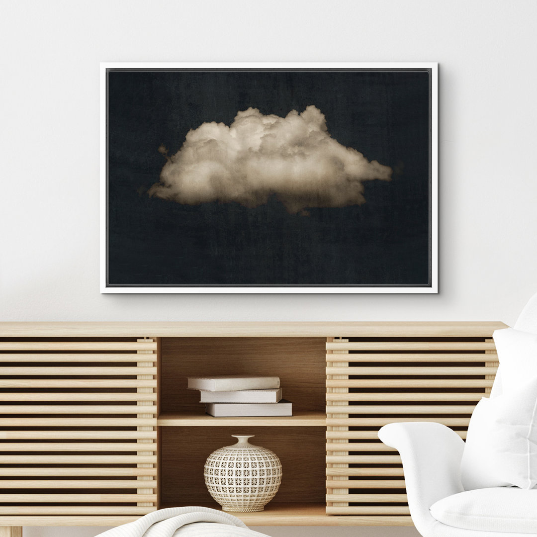 Clouds " Moody Black Modern Minimalist Neutral Artwork " - Extra Large Framed Wall Art Canvas Print wall26 Frame 