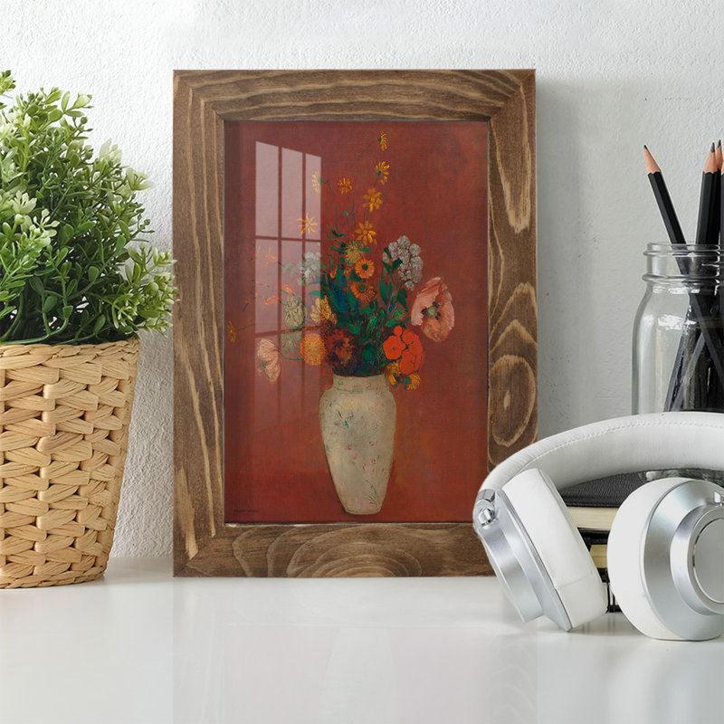 Bouquet dans un vase chinois, toile de qualité supérieure, prête à être accrochée, L 4 po x H 6 po x P 1 po