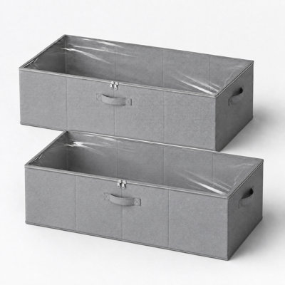 Ensemble de 2 contenants de rangement sous le lit de 10 po de hauteur, grands bacs de rangement avec couvercles pour le rangement de la chambre à coucher, du placard, du dortoir et des couvertures