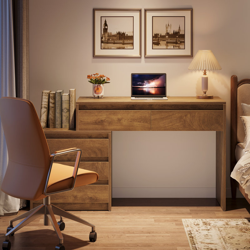 Home Office Computer Desk With 5 Drawers, 63" Executive Desk With 3-drawer File Cabinet