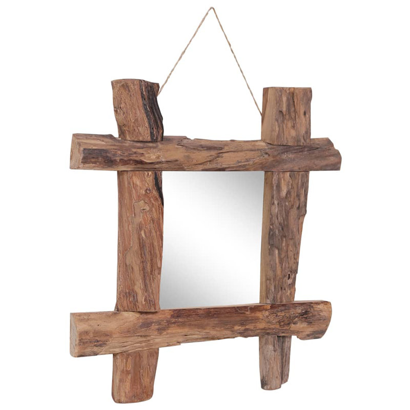Miroir rond en bois massif naturel 19,7 "x 19,7" Millwood Pines