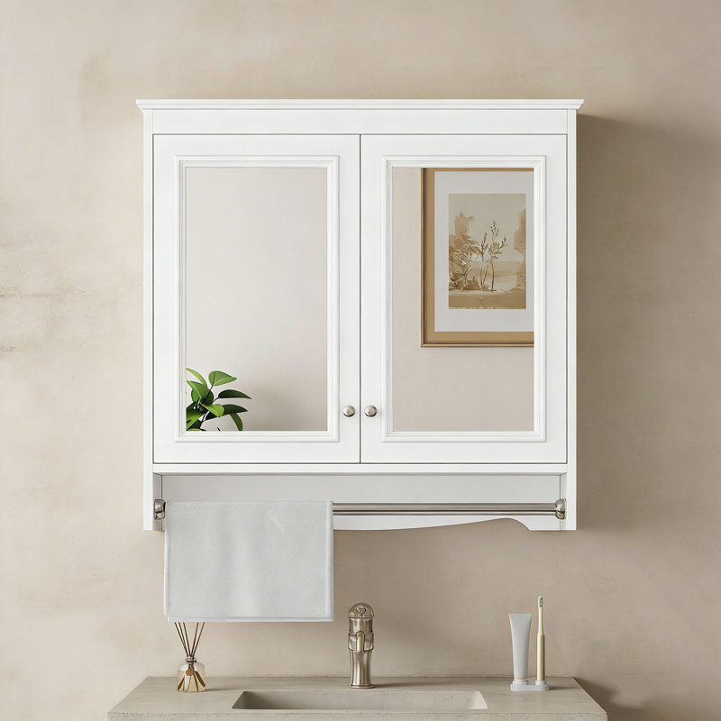 Armoire à miroir avec tablettes réglables et portes à fermeture douce