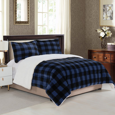 Elegant Comfort Softest, Coziest Premium Quality Heavy Weight Micromink Sherpa-Backing Reversible Down Alternative Micro-Suede 3-Piece Comforter Set