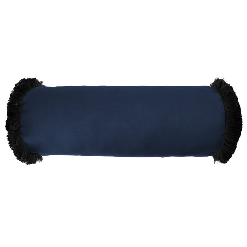 Outdoor Bolster Pillow with Fringe Trim