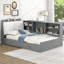 Lit plateforme en bois avec tête de lit, tablettes et 2 tiroirs-734817163