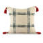 Coussin à fermeture à glissière en coton à motif écossais ivoire et vert 20 po x 20 po avec pampilles
