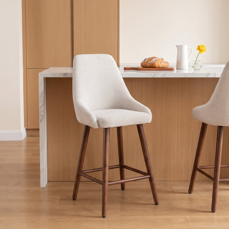 Verano Stoke Upholstered Bar Stool,  Beige Chenille