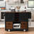54" Farmhouse Kitchen Island with Drop Leaf, Power Outlet, Kitchen Storage Cart with 2 Doors, 2 Drawers, Rolling Kitchen Island on 4 Large Wheels with Spice Rack for Kitchen, Dining Room, Black-1785518399