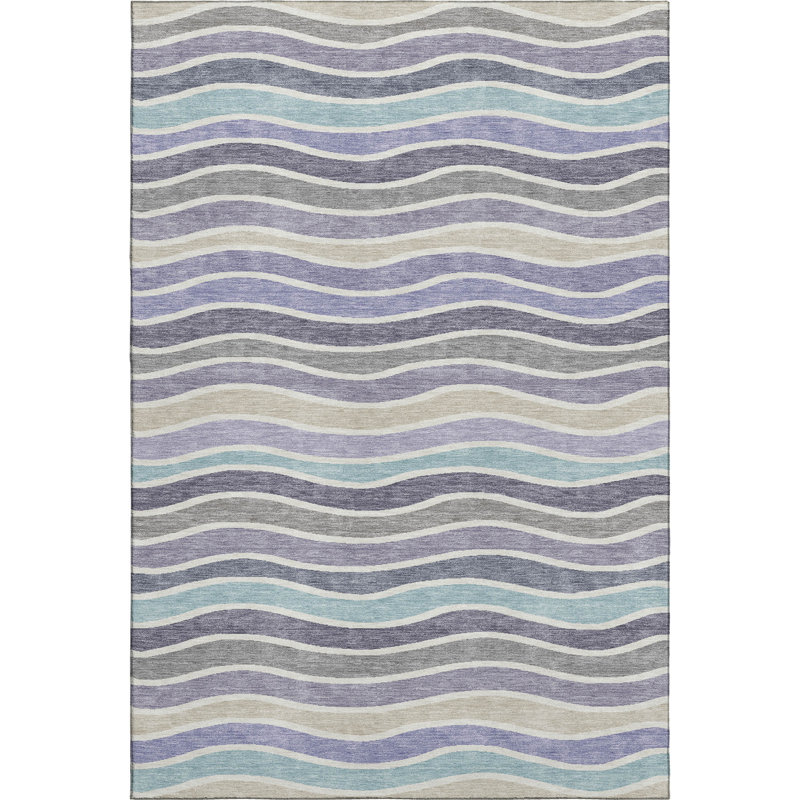 Premium Machine Washable Mayfield AMF2333 Stripes Rug, 10' x 14', Lavender