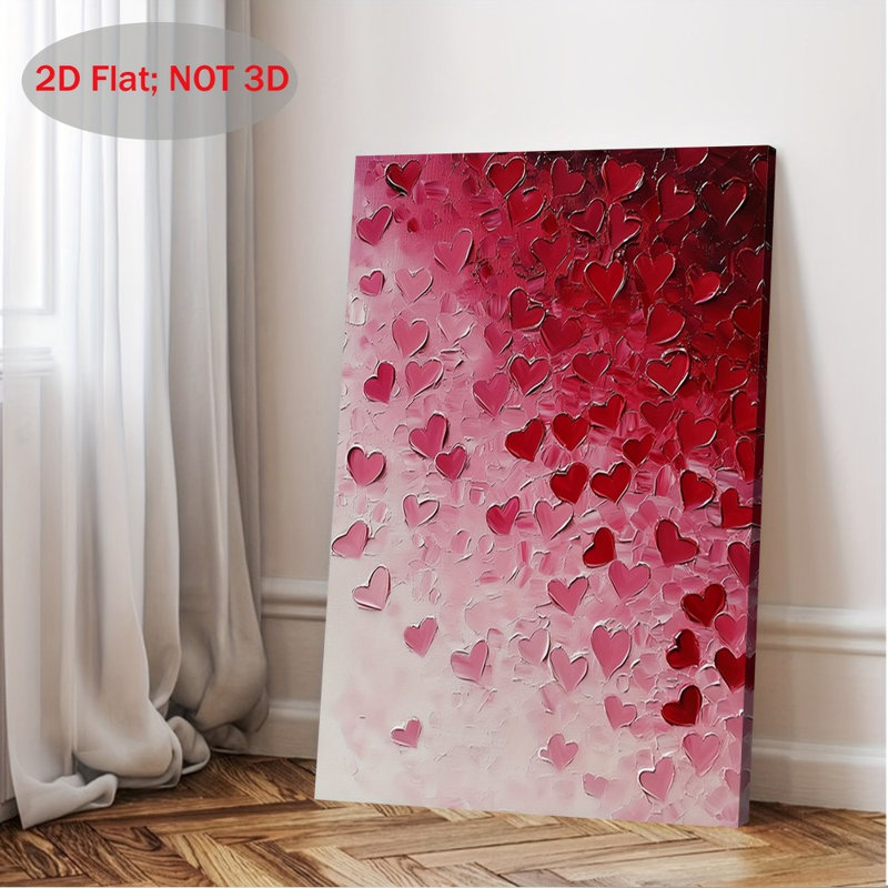 Impression sur toile romantique à motif texturé rose et rouge - Urban Studio, 24 * 16 pouces (60 * 40 * 2cm)