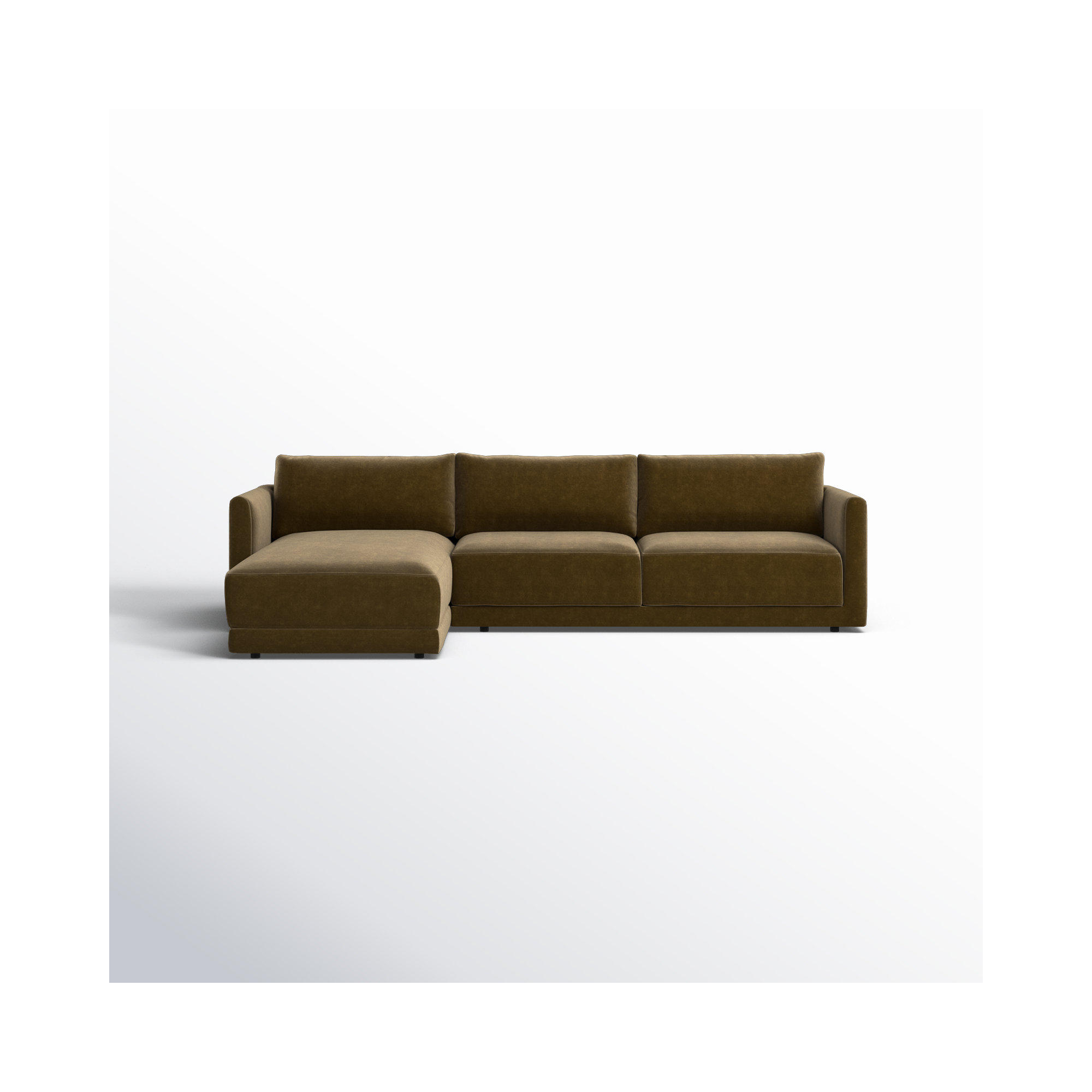 Vervino Upholstered Sectional, Left Hand Facing, Moss Olive Green Performance Chenille