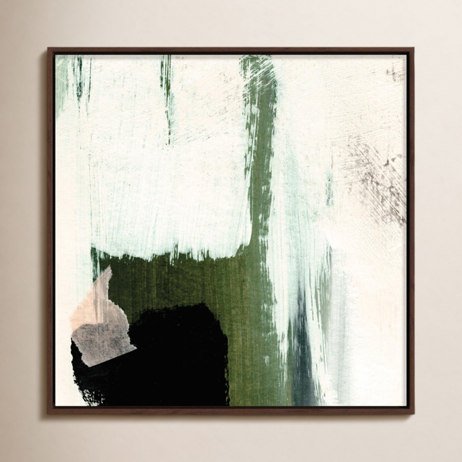 Abstract Minimal Painting by Dan Hobday, No, 30" H x 30" W x 2" D, Espresso Framed Canvas