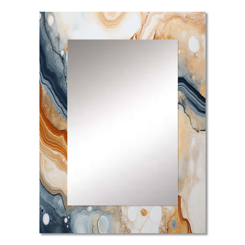 Bleu et orange minimalisme pierre géode, 32 po x 24 po