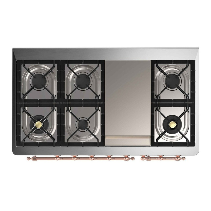 Majestic II 48" 5.02 cu. ft. Freestanding Dual Fuel Range with Griddle, White/Copper, Liquid Propane