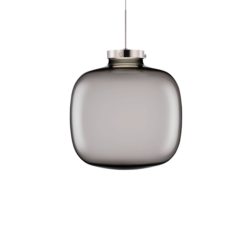 Brava 1 - Light LED Pendant, Gray, Polished Nickel, 14" H x14" W x 14" D