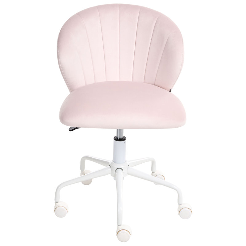 Velvet Office Chair, Pastel Pink