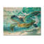 Tortue nageant dans les profondeurs - Art mural moderne sur bois de pin naturel-1018862139