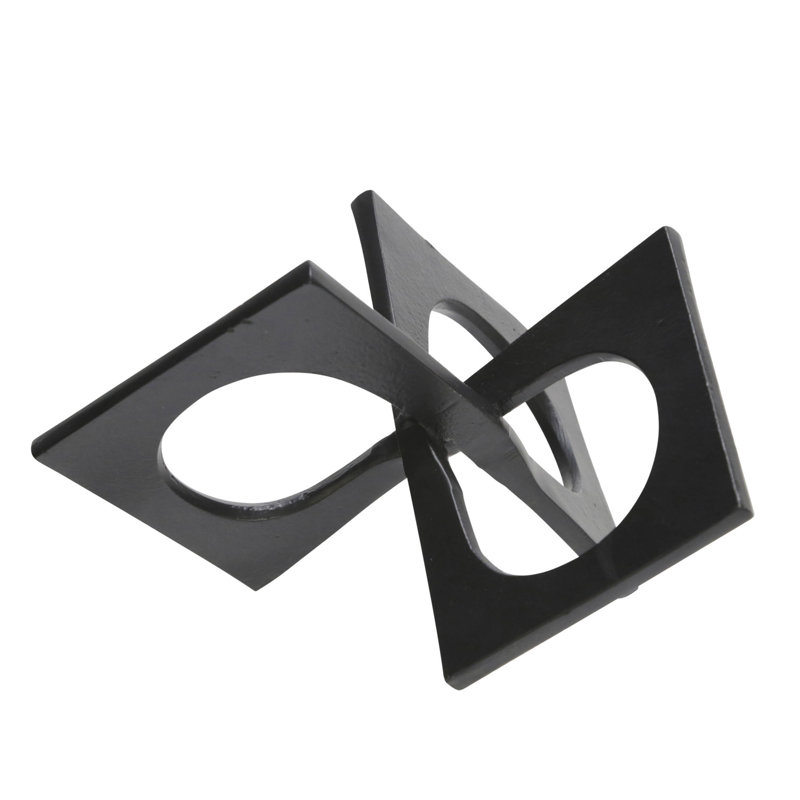 Modern Metal Decorative Object - Geometric Abstract Accent Sculpture for Contemporary Home and Office Decor, Black 